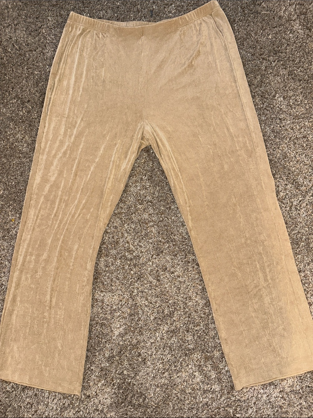 Chico's Beige Velvet-Look Pull-On Travelers Pants Sz Chico 2P large Petite